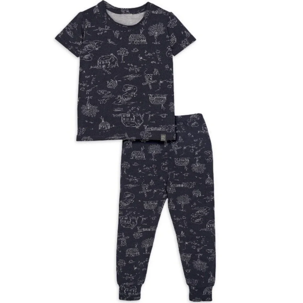 Modern Moments By Gerber Unisex Super Soft Two Piece PJ Set 12 Months New Navy
